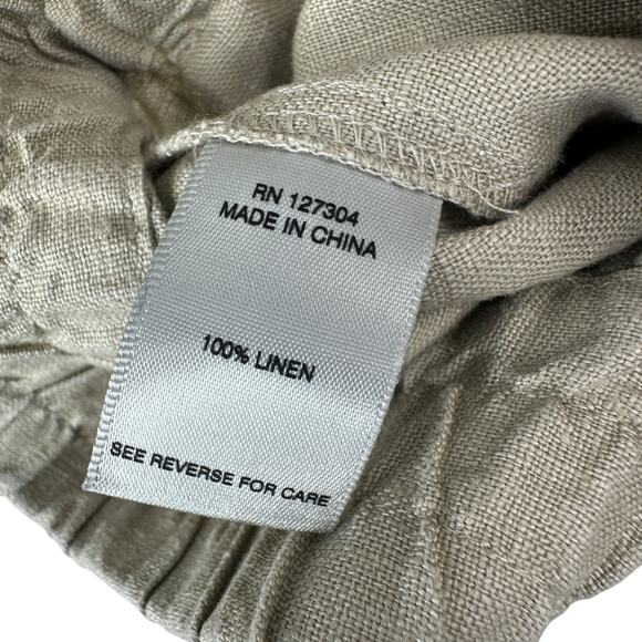 John Mark Linen Pants Womens XL Tan Khaki Cropped Lagenlook Minimalist Classic - Picture 6 of 8